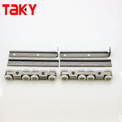 Double Soft Closing 8 Wheel Sliding Door Pulley Hardware untuk Perabot Modern Lemari Pakaian