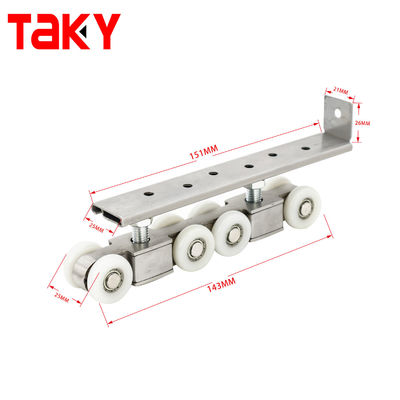 Double Soft Closing 8 Wheel Sliding Door Pulley Hardware untuk Perabot Modern Lemari Pakaian
