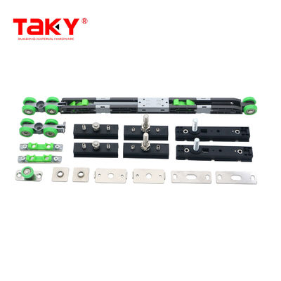 Roda lemari pakaian geser Hardware umur panjang Double Soft Closing Door Pulley Amper Rollers