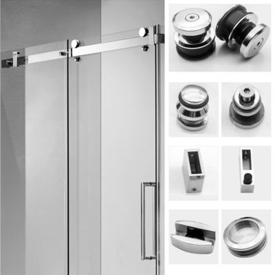 Stainless Steel Frameless Shower Fittings Glass Sliding Door Kit dengan Ketebalan Kaca 12MM