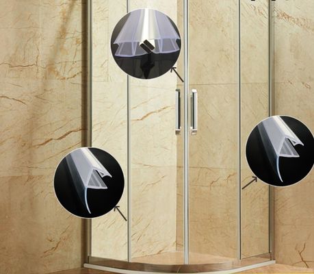 Strip Segel Tahan Air PVC Transparan untuk Pintu Kaca Kamar Mandi Geser Lebar 6-12mm