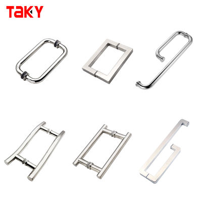 1.0mm Ketebalan pipa Baja tahan karat D Tipe Glass Pintu Tarik Genggam untuk kamar mandi hotel