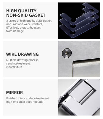 Pintu Shower Persegi Stainless Steel dengan Baki Keramik dan Pintu Pivot Kaca 90 Derajat