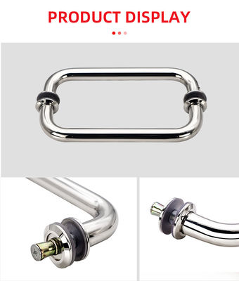 Baja tahan karat 304 perak yang dilapisi listrik tabung bulat Sliding Glass Door Handle
