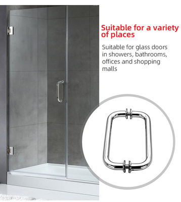 Baja tahan karat 304 perak yang dilapisi listrik tabung bulat Sliding Glass Door Handle