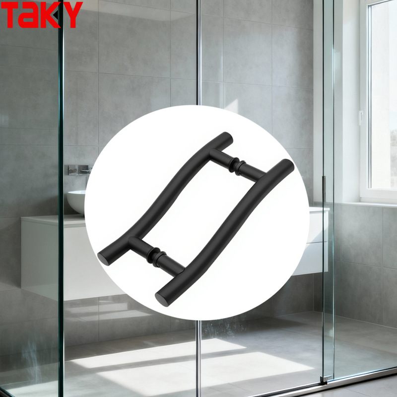 Shower Room Stainless Steel 304 Frameless Door Pull Handle Black Color Sliding Glass Door Handle
