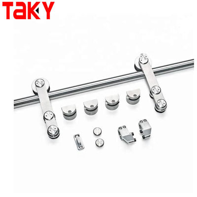 Harga bagus Kamar mandi kaca tanpa bingkai Rolling Barn Sliding Door Track Hardware Kit dengan Acrylic Tray on line