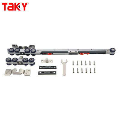 Harga bagus Rel Rel Gantung Pintu Lemari Furnitur Nilon Besi Ganda Tunggal Penutup Lembut 8 Roda Geser Katrol Pintu Peredam Roller on line