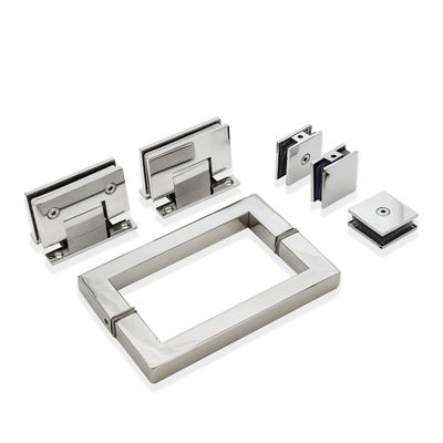 Harga bagus Square Handle Glass Clamp Kit Kekuatan baja tahan karat Gelang untuk pintu mandi tanpa bingkai on line
