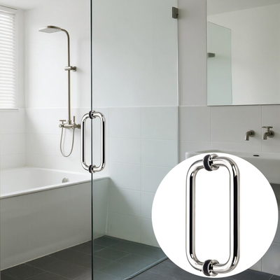 Baja tahan karat 304 perak yang dilapisi listrik tabung bulat Sliding Glass Door Handle