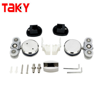 Harga bagus Silver Plated Mirror Finish Sliding Shower Door Top Track Fittings Glass Slding Door Hardware on line