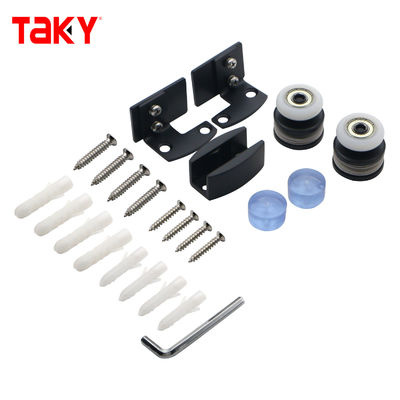 Harga bagus Stainless Steel 304 Black Bathroom Sliding Door Kit Sliding Shower Glass Door Hardware System on line