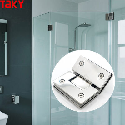 Stainless Steel 304 Glass Shower Hinge dengan pembukaan 135 derajat untuk ketebalan kaca 8-12mm