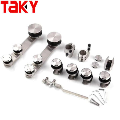 Harga bagus 304 stainless steel frameless shower door hardware kit dengan silent pulley track dan beban bantalan 80-120kg on line