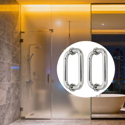 Harga bagus Desain Modern SS304 Stainless Steel Shower Glass Door Handle 203*203*19*1.0mm Kamar Mandi Glass Door Pull Handle on line