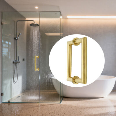 Harga bagus Pegangan Pintu Kaca Shower Stainless Steel SS304 Finishing Satin Disikat 203*203*19*1.0mm untuk Kamar Mandi Modern on line