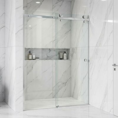 Perlengkapan Pintu Geser Kamar Mandi Tanpa Bingkai Baja Tahan Karat Pabrik Kit Pintu Geser Kaca