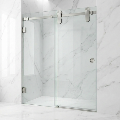 Harga bagus Aksesoris Geser Pintu Kaca Mandi Stainless Steel Sistem Pintu Geser Kaca Tanpa Bingkai on line