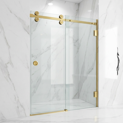 Harga bagus Kit Pintu Kaca Geser Emas Sistem Pintu Geser Kaca Kamar Mandi Stainless Steel on line