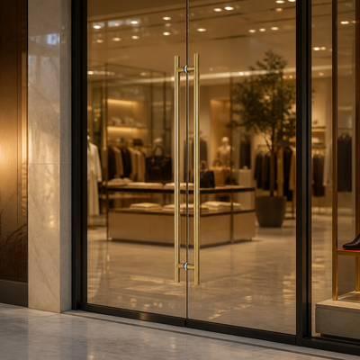 Harga bagus Desain Modern Pegangan Pintu Kaca Hotel Panjang Pegangan Tarik Stainless Steel Emas Mewah on line